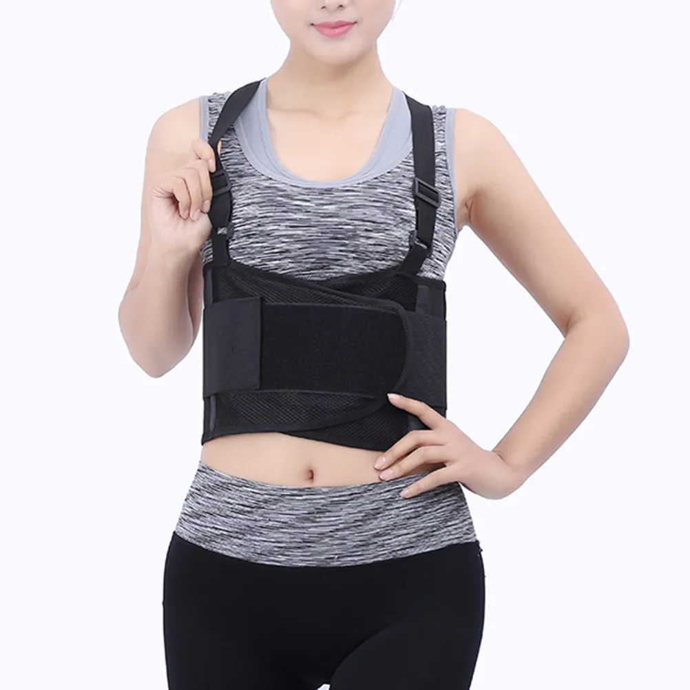 

Регулируемый дышащий эластичный поясничный бандаж из сетки с сильной компрессией для облегчения боли в спине, черный, размер XL, высокий