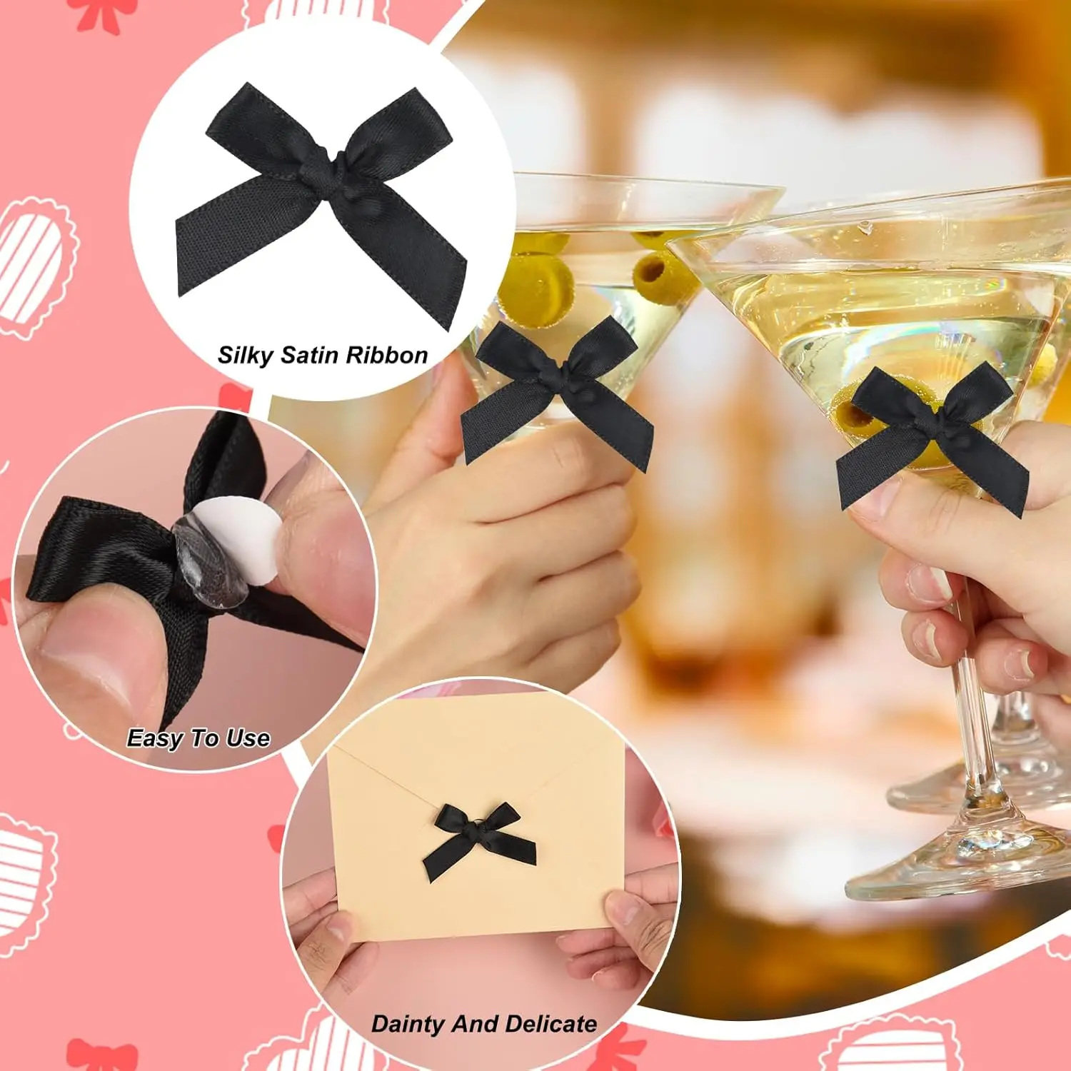 أقواس شريطية صغيرة للحرف اليدوية، قوس شريط صغير من الساتان، ملحقات خياطة ملونة لتغليف هدايا مخبز الزهور