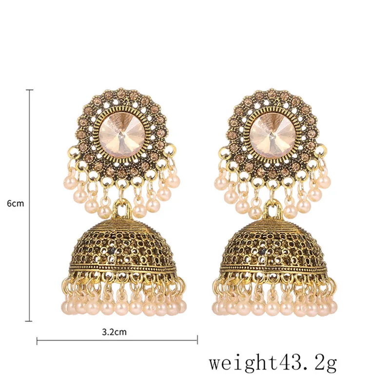 Kymyad Fashion Vintage Ethnic Earrings For Women Bijoux Simulated Pearl Beads Tassel Stud Earrings Jewellery Women Accessories