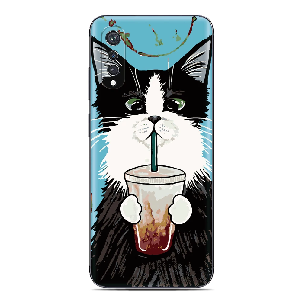 블랙뷰 웨이브 9C 8C 6C 샤크 9 컬러 6 8 오스칼 C80 C70 C30 프로 플랫 2 1C 타이거 13 12 10 폰 케이스용 고양이 차 귀여운 커버