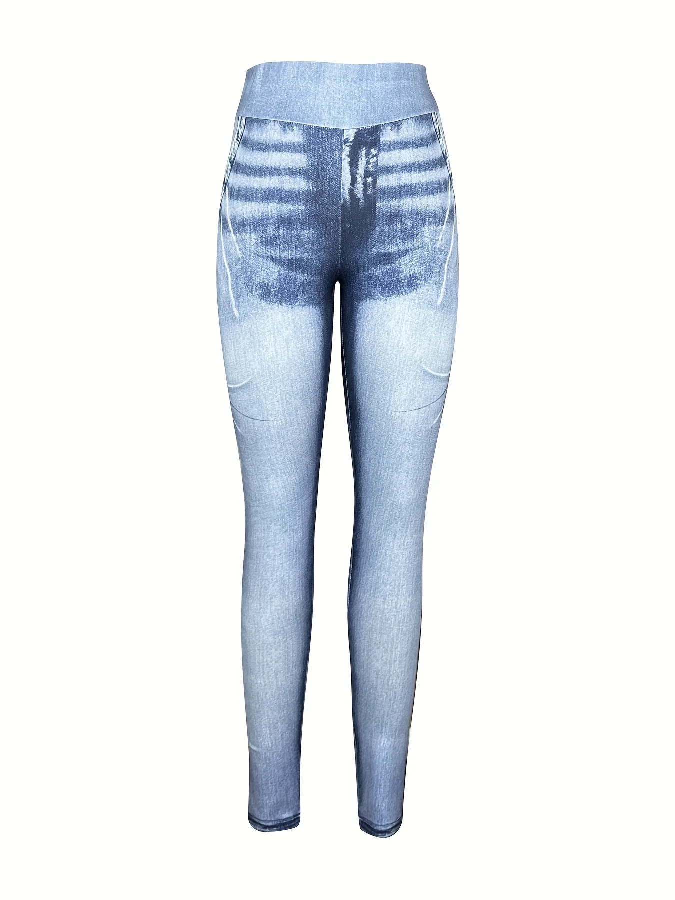 Imitation Denim Printed Tight-fitting Leggings Casual Sport Fitness Pants Women\'s Sportswear