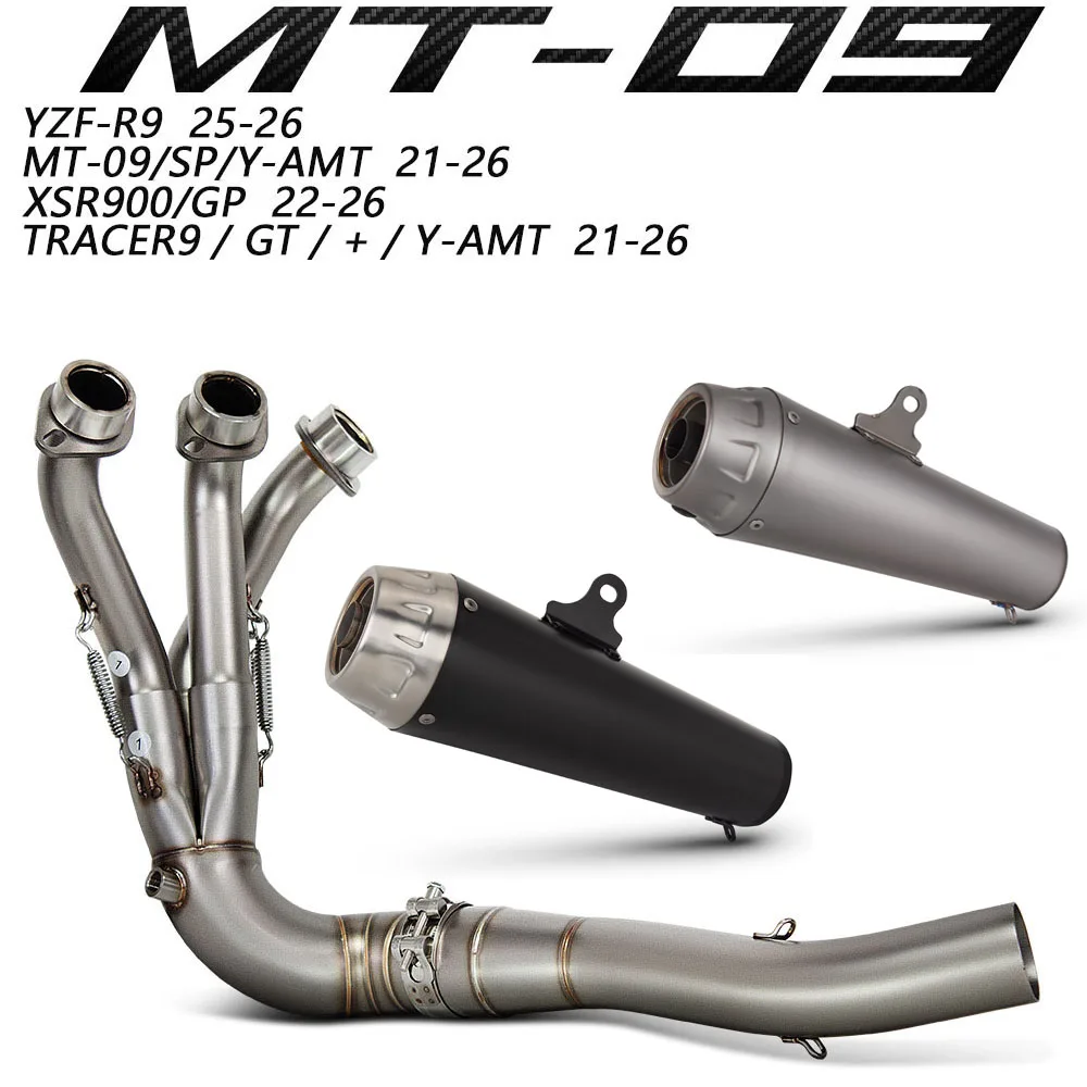 Moto Exhaust Full System Header pipe Muffler Parts For Yamaha YZF-R9 MT-09/SP/Y-AMT FZ09 XSR900 XSR900GP Tracer9/GT/+ 2021-2026