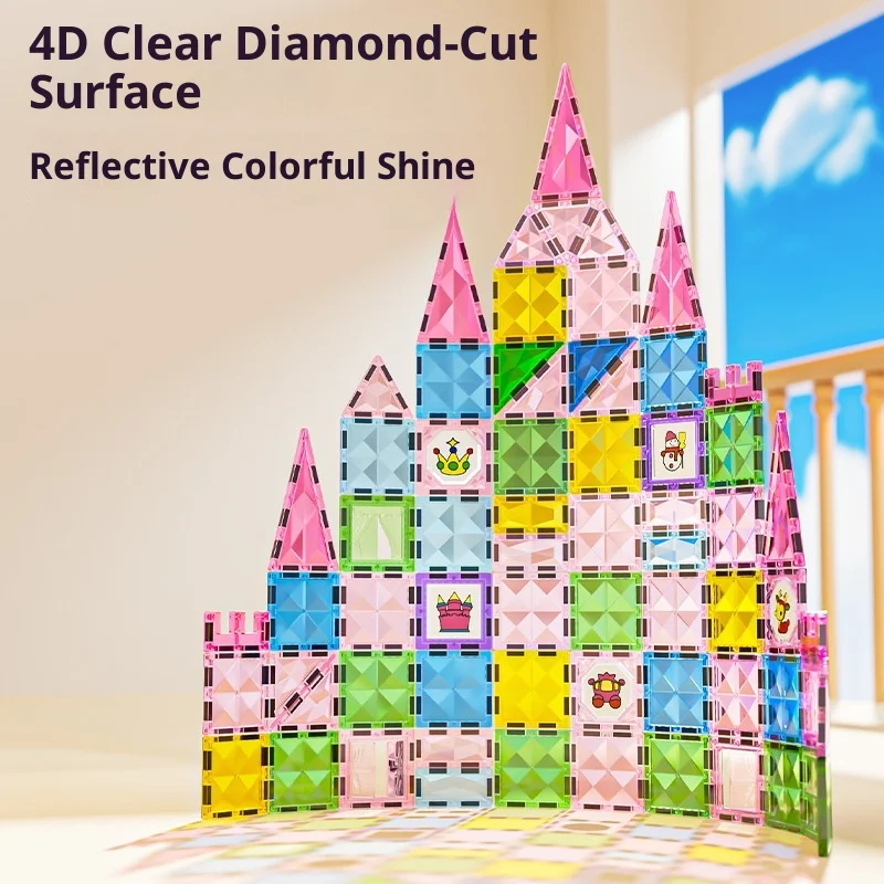 مجموعة بناء جذعية جديدة منقوشة لبنات البناء المغناطيسية للأطفال من سن 3 إلى 8 سنوات، ألعاب مونتيسوري البلاستيكية الآمنة للتعلم المبكر #2
