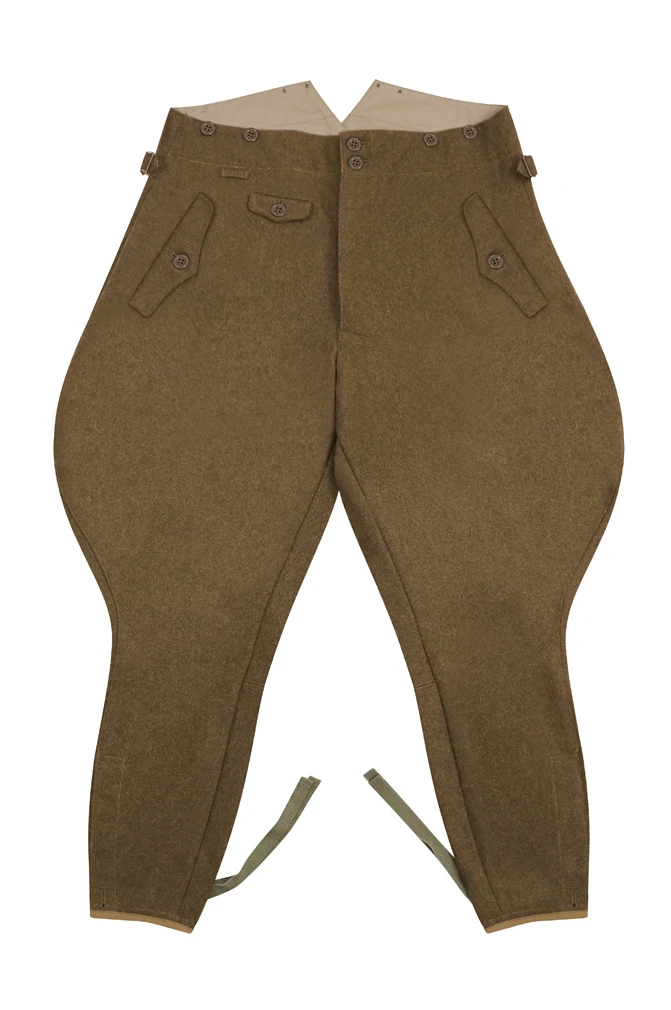 Pantalones de lana marrón de la Segunda Guerra Mundial, calzones de élite alemana, GUWR-001