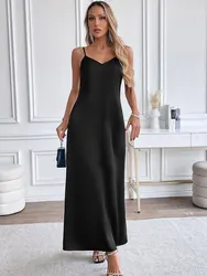 COOL BABES-2 Women's Maxi Dresses New Summer Black Sexy Deep V-neck Sling Backless Dress Female High Quality Slim Dress Clothing