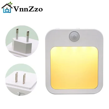 모션 센서 LED 야간 조명, AC 110V, 220V, EU 플러그, 밝기 조절 캐비닛 조명, 아기 침대 옆 침실 복도 야간 램프 조명