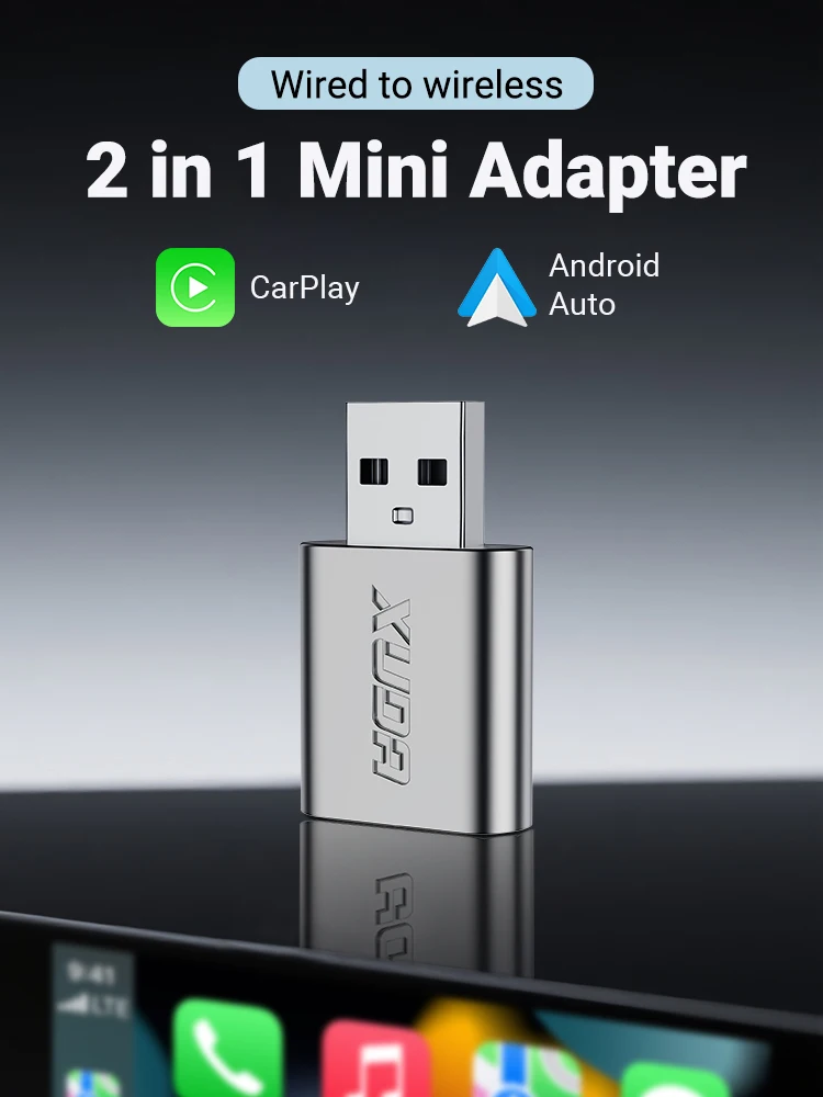 2026 Kabelloser CarPlay Adapter 2-in-1 Kabelgebunden zu Kabellos Dongle für Apple & Android Auto Plug-and-Play Universelles Auto-Zubehör