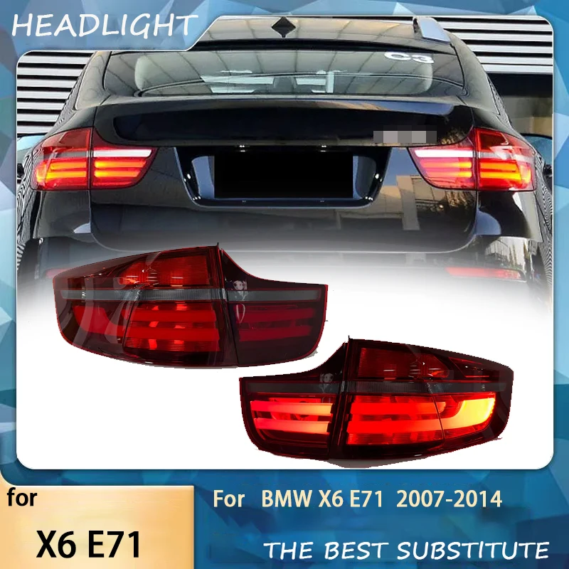 Suitable for 2007-2014 BMW X6 E71 taillight assembly modified bright night LED light guide running light brake steering