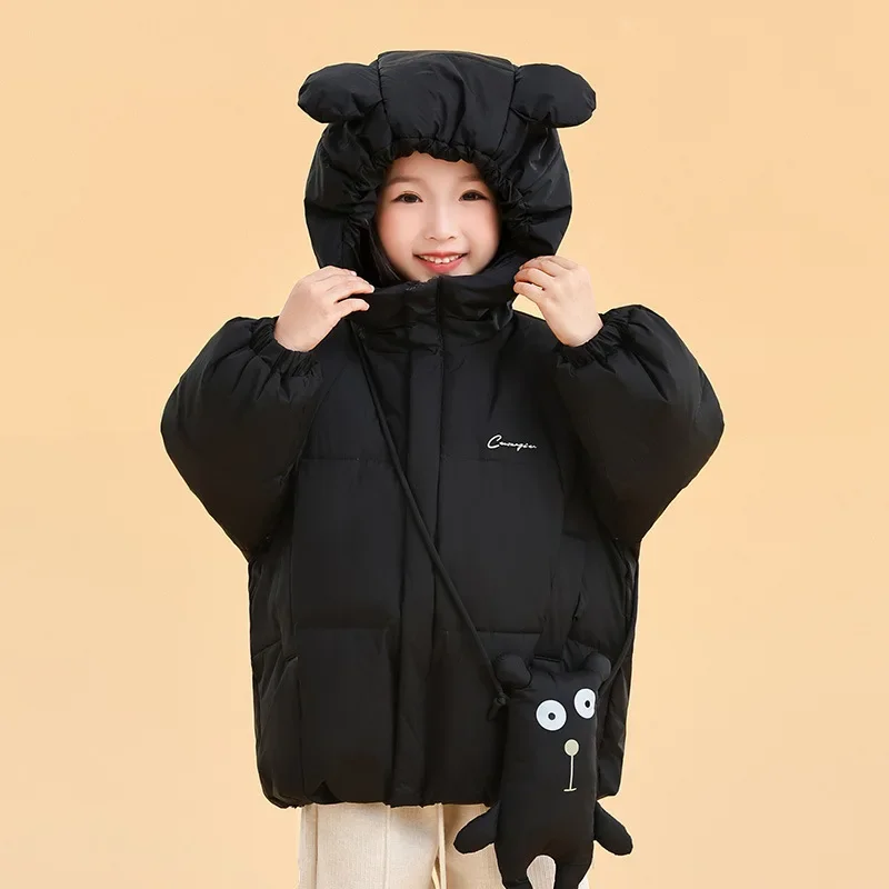 

New Children Warm Down Jacket Winter Kids Thickened Outerwear Boys Solid Hooded Coats Girls Windproof Overcoat Snowsuit 2-6 Year