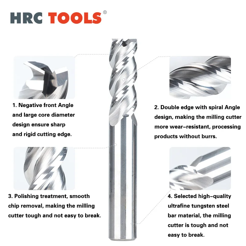 3 플루트 플랫 엔드밀 스틸 CNC 밀링 커터, 금속 DLC 코팅, CNC 라우터 비트, HRC58, HRC55, HRC56, 8mm, 10mm, 12mm, 14mm