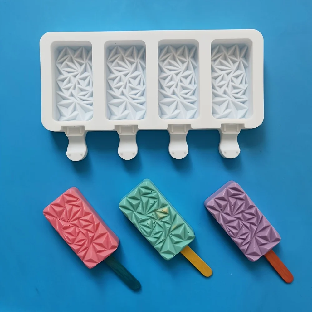 4-Cavity Reusable Popsicle & Ice Cream Mold - Safe, Easy & Versatile, Perfect for Homemade  Treats Ice mold Popsicles molds Mold