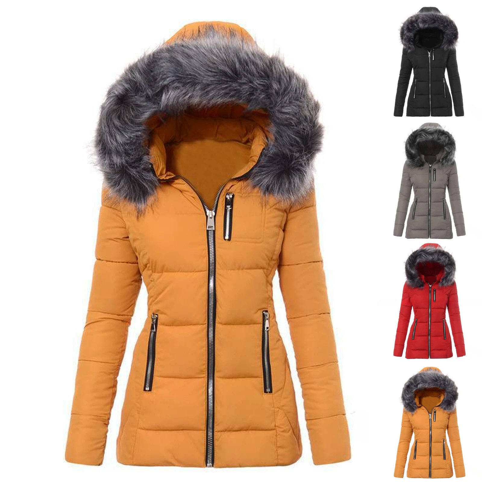 Parkas de pele sintética mulheres jaqueta roupas das mulheres engrossar outerwear com capuz casaco de inverno jaqueta feminina algodão acolchoado parkas 2025