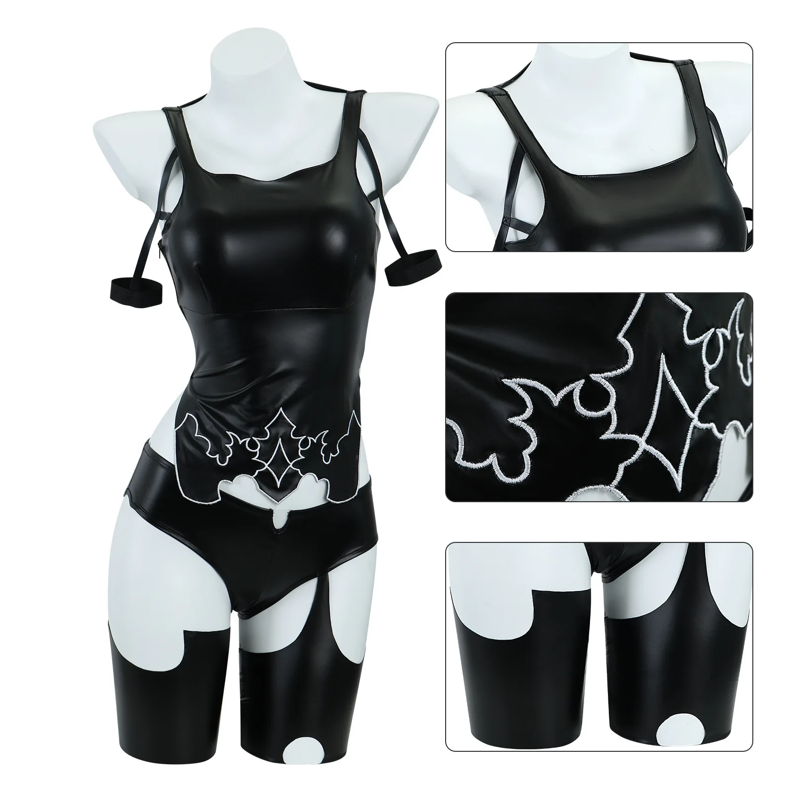 

Female Warrior Cyberpunk Costume Cosplay Sexy Patent Leather Anime Animation Costume Halloween Set