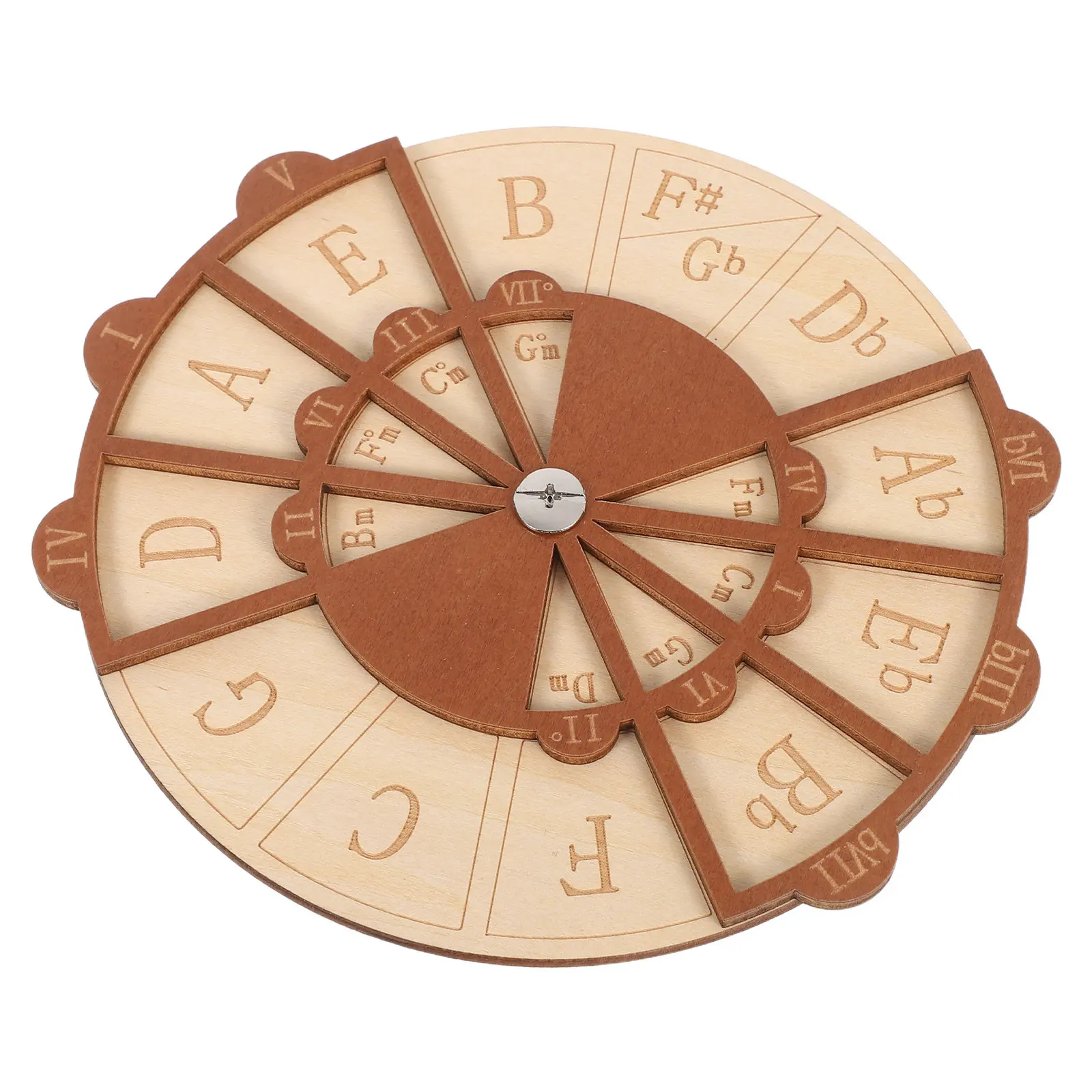 Natural Wood Guitar Chord Wheel Circle of Fifths Portable Trainer Music Theory Practice Tool Chord Progression Aid Songwriting