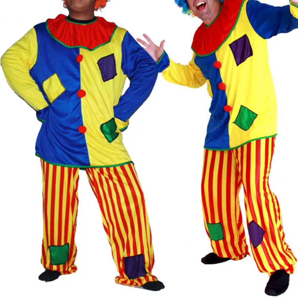 Traje de poliéster duradero para hombre, chaqueta transpirable, pantalones, conjunto de payaso vibrante para adultos, fácil de divertirse, Cosplay de Joker at