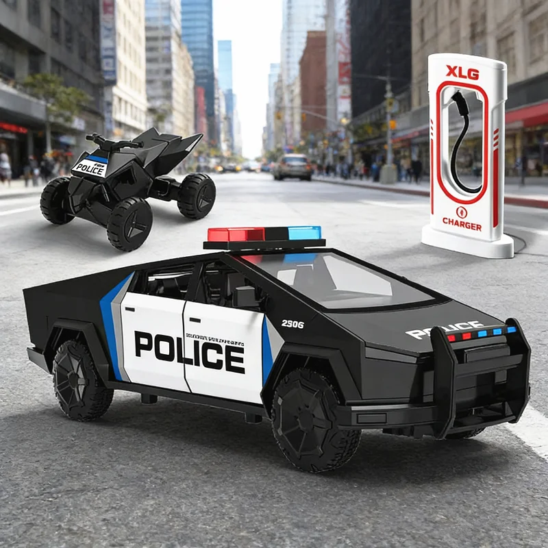 

1:24 Teslas Model 3 Model X Model Y S Roadster Alloy Car Model Diecasts Police Metal Vehicle Car Model Sound Light Kids Toy Gift