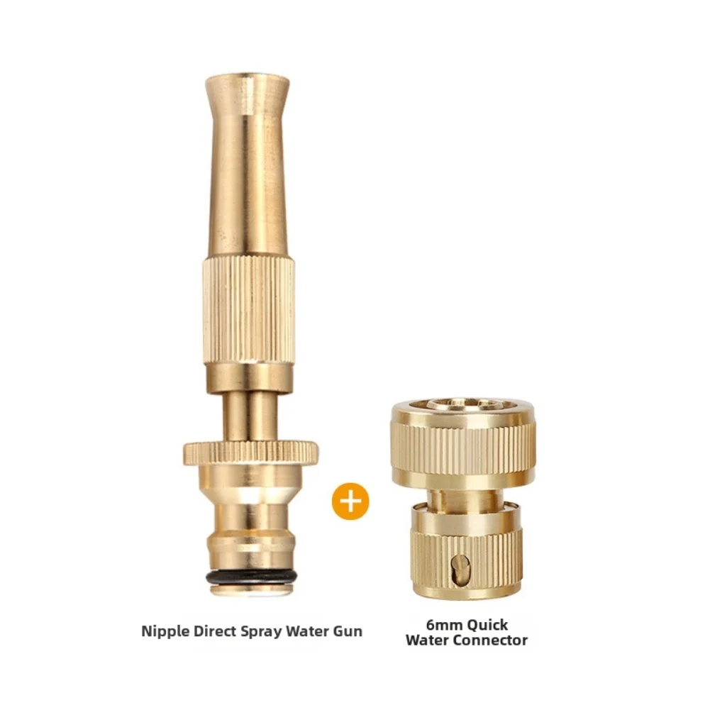 Adjustable Brass Hose Connector Kit with Nozzle for Gardening Car Washing Compatible with Standard 12 Inch Hoses