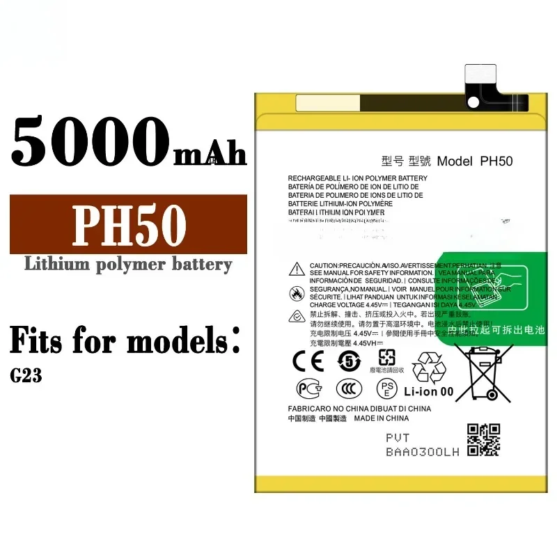 New 5000mAh PH50 Replacement Battery For Motorola MOTO G23 XT-2333-1 Mobile Phone Batteria