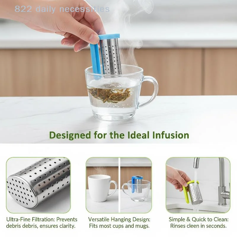 convenientStainless Steel Tea Infuser Reusable Food Grade Tea Leaf Strainer Fits Most Mugs for Home Office Travel Use