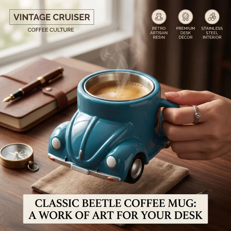 New 300ML Creative Beetle Shaped Retro Coffee Mug with Handle Resin Craft Decor Gift for Coffee Lovers Friends Family Christmas