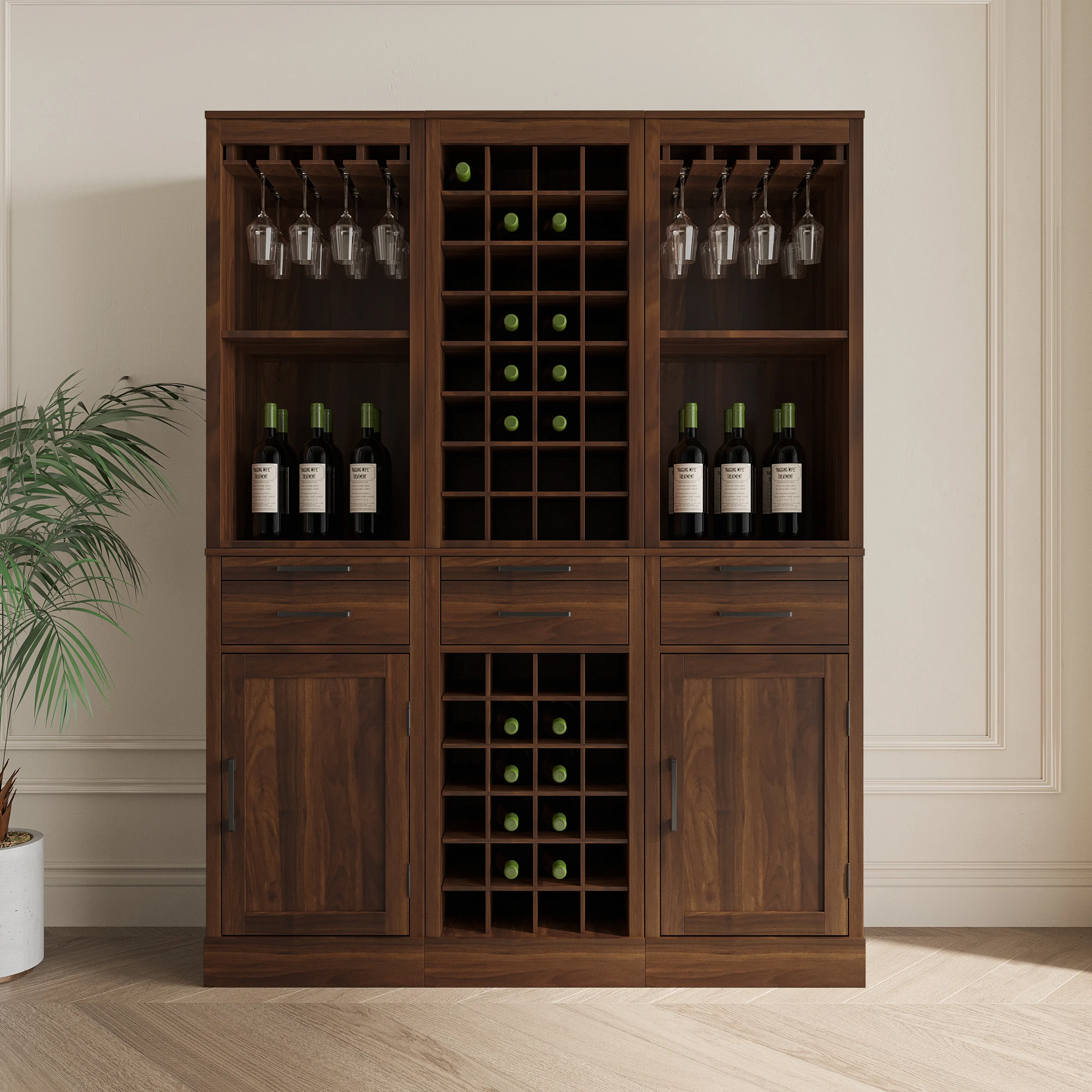 

32 Bar Cabinet Wine Rack Hotel Restaurant Storage Display Shelf Living Room Wine Bottle Holder Home Furniture