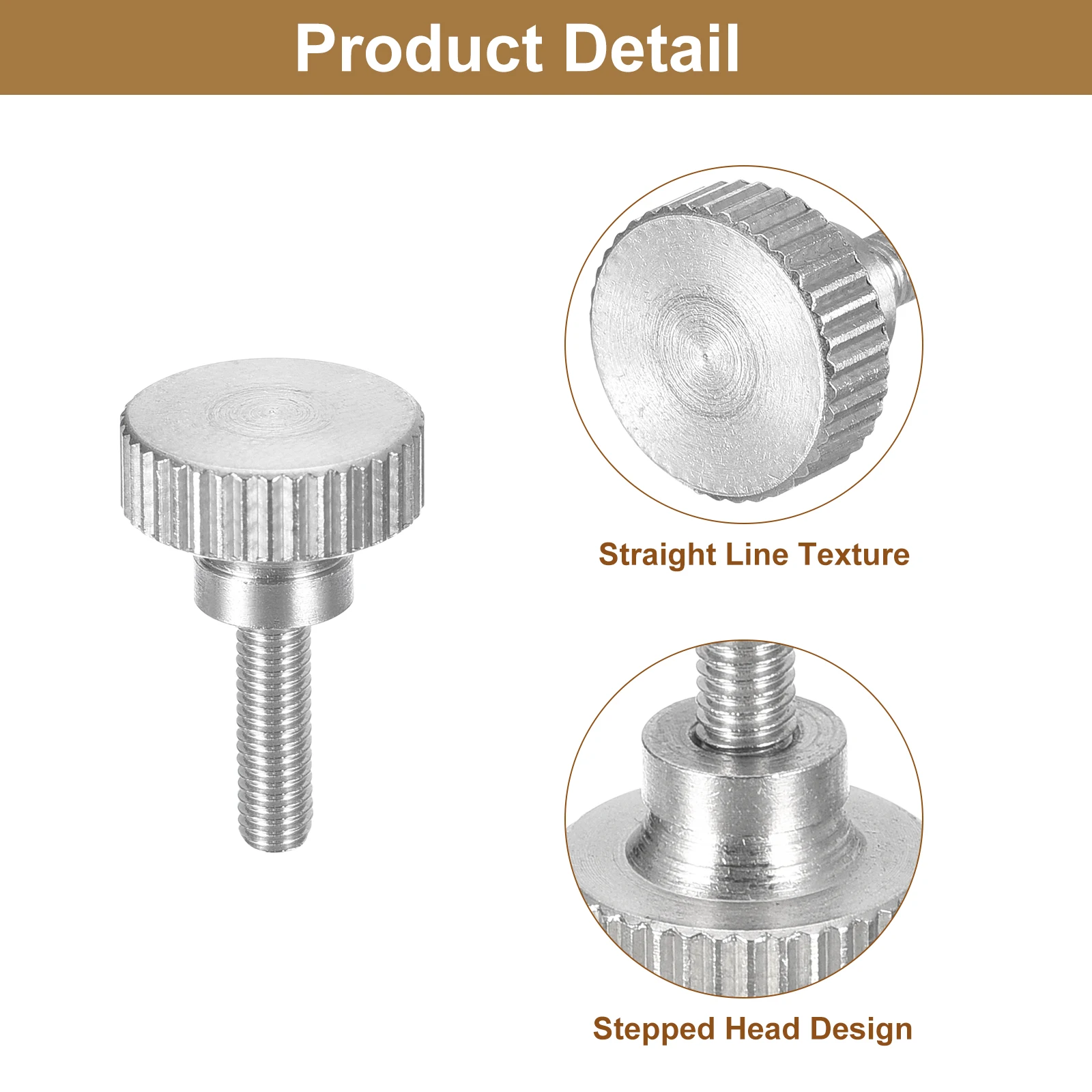 5Pcs M3 M4 M5 M6 Knurled Thumb Screws 304 Stainless Steel Flat Knurled Head Thumb Screws Bolts with Shoulder Grip Knobs Fastener - view 4