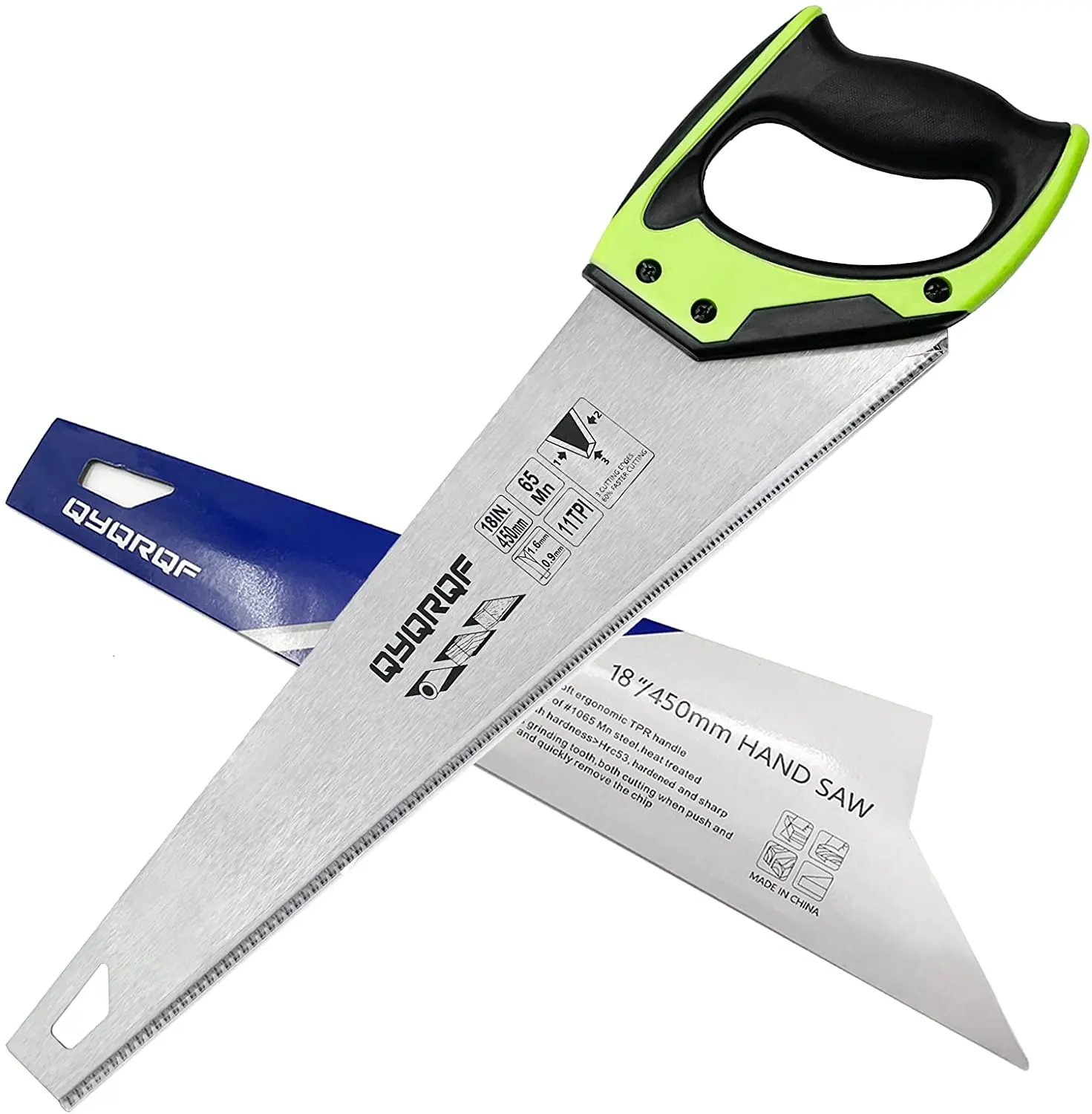 14/16/18 Inch Pro Hand Saw 11 TPI Fine-Cut Soft-Grip Hardpoint Handsaw for Sawing Trimming Gardening Cutting Wood DrywallPipes