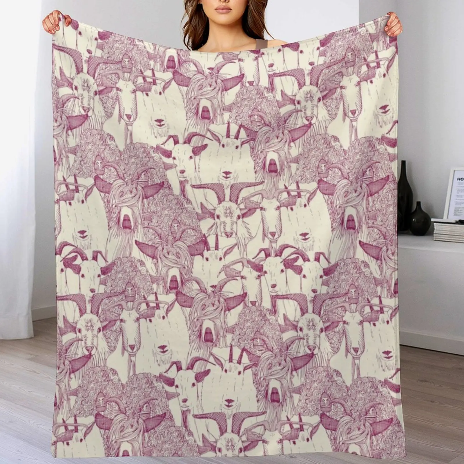 

just goats cherry pearl Throw Blanket Decorative Beds Winter beds Large Custom Blankets