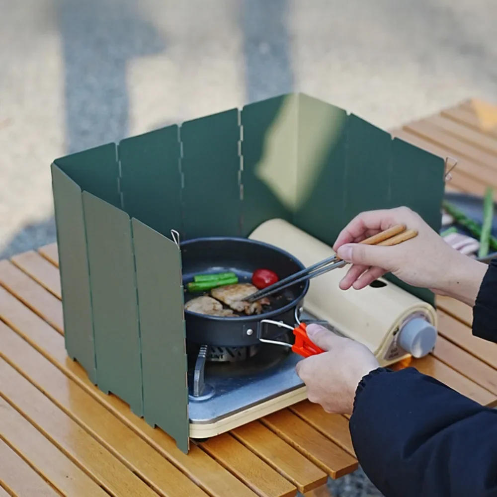 

10-пластинная уличная складная карточная печь, металлическая ветрозащитная панель, многосторонний ветрозащитный экран с сумкой, лобовое стекло десяти складывающей печи