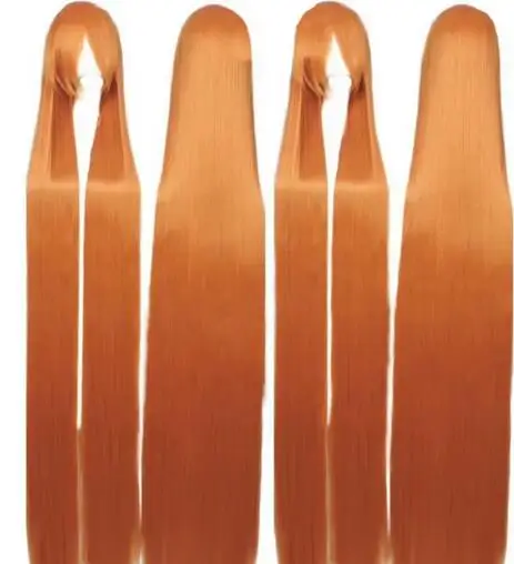 150cm lange orange gerade Perücken 60 ''Frauen hitze beständige synthetische Haare Anime Cosplay Perücke Kostüm Zubehör Party Perücken