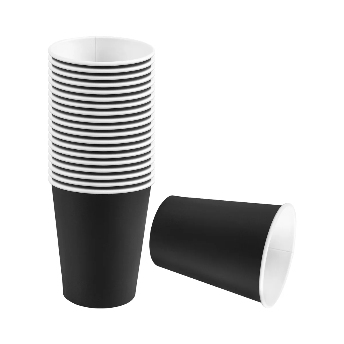 20 Paper Cups (9oz) - Plain Solid Colours Birthday Party Tableware Catering(black)