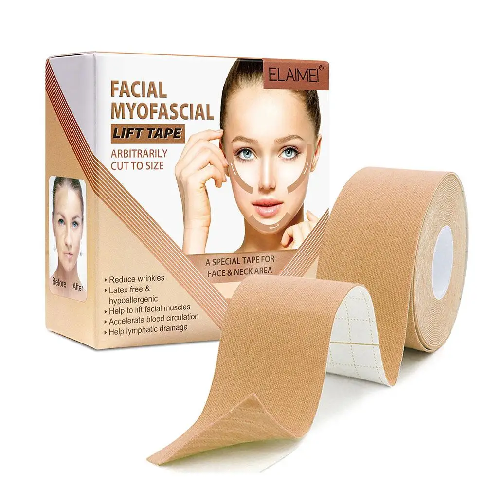 Ruban adhésif pour lifting du visage, 5m, ligne en V, cou, yeux, déformable, dissolvant, autocollant, outil de soins de la peau du visage, bandage élastique G9T8