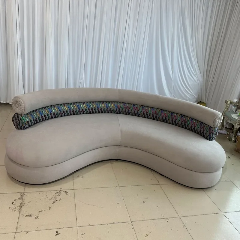 for Italian Light Luxury Curved Sofa Modern Designer Club Fabric Three Person Sofa Villa Large Flat Haute Couture Furniture