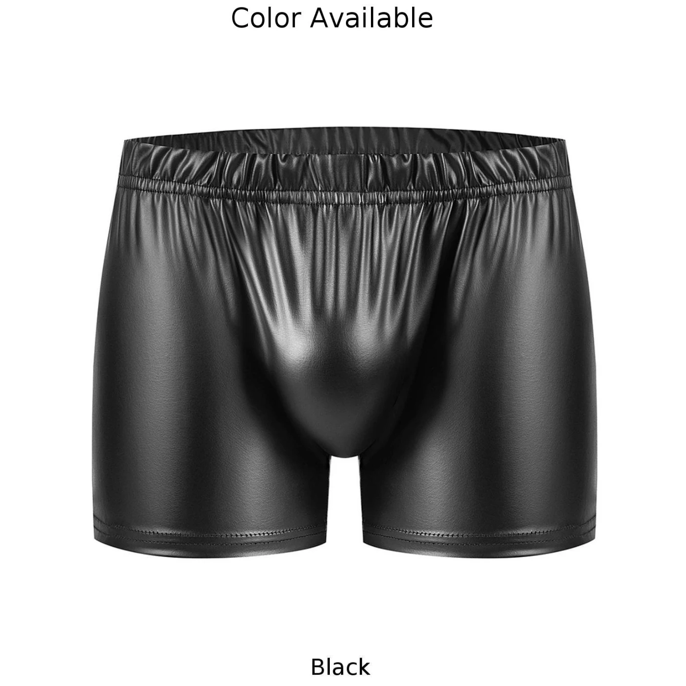 Bañador Sexy de piel sintética para hombre, ropa interior de aspecto húmedo, calzoncillos con bolsa para bulto, pantalones cortos de playa de cuero