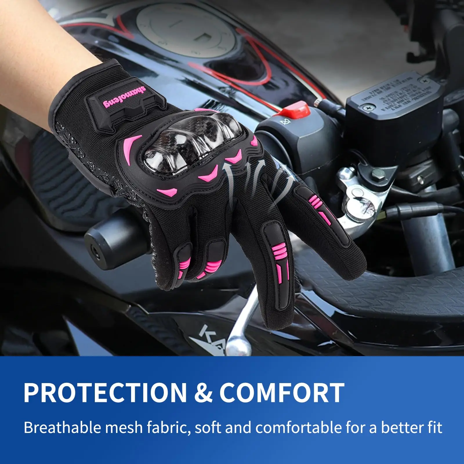 Motorcycle Gloves for Men and Women Touchscreen with Carbon Fiber Knuckles Shell for Dirt Bike ATV UTV BMX Motocross Motorbike