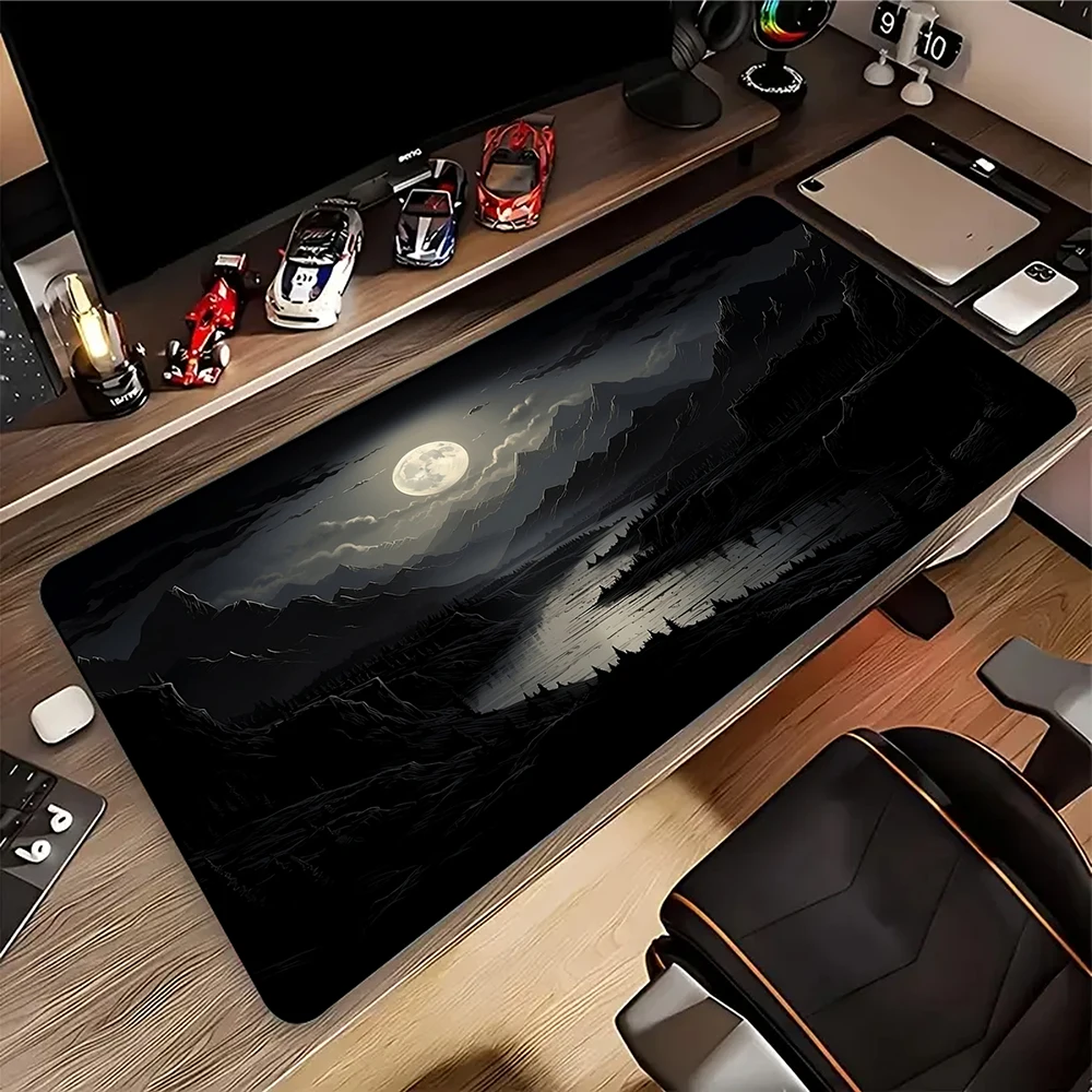 

Night Moonlight Large Mouse Pad For Gamer Mausepad Gaming Speed Keyboard Pads Mous Mat Office Desk Protector Mat 100x50cm