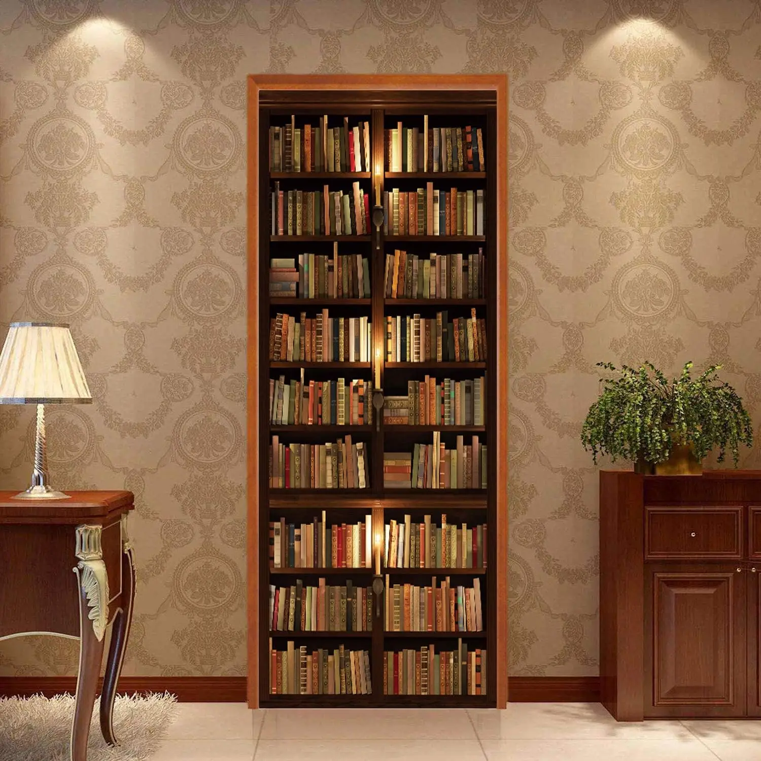

Bookshelf Door Sticker Peel and Stick Vinyl Decal Self-Adhesive Mural Home Decor Set of 2 Sheets