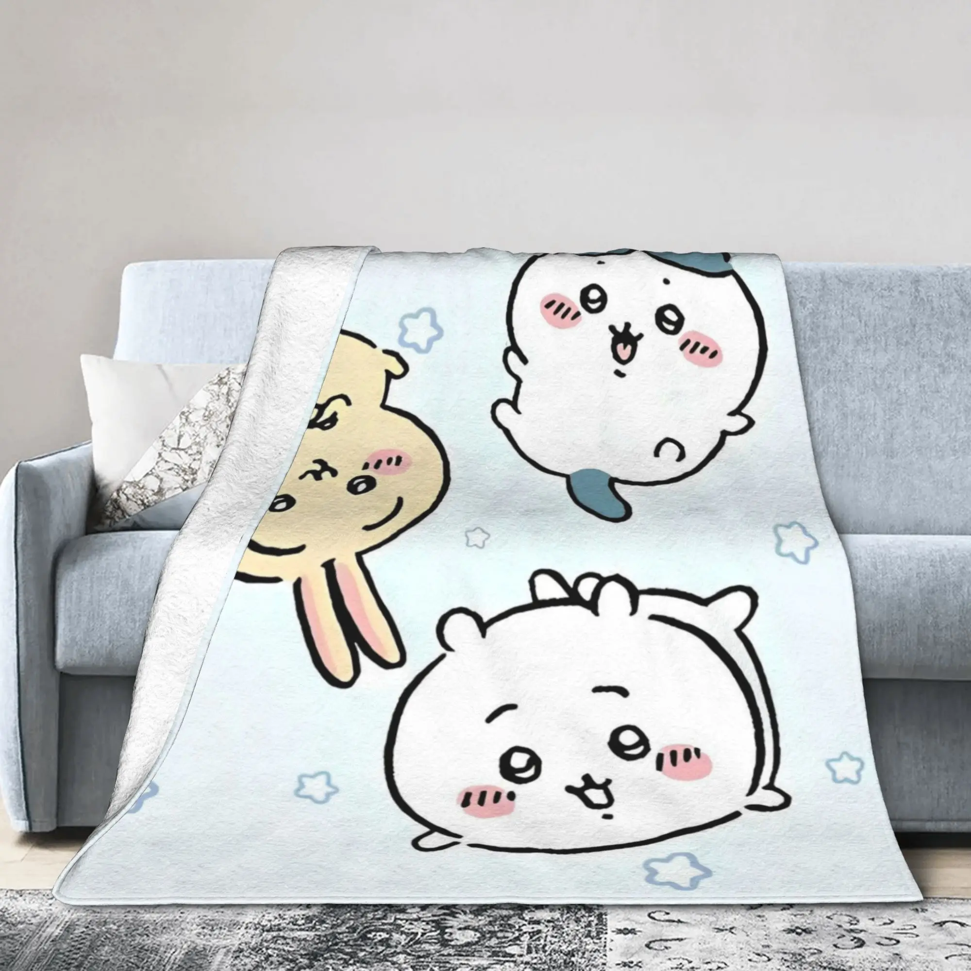 Cute  Chiikawas Blanket  Fleece Funny Soft Throw Blankets for Bed Sofa Decoration,