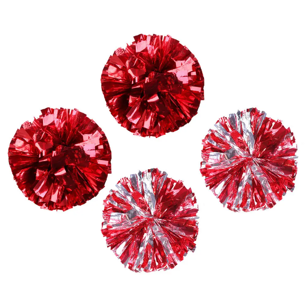 4Pcs Sparkling Cheerleader Pom Poms Vibrant Glossy Finish Reusable Cheering Supplies for Dance Teams School Sports