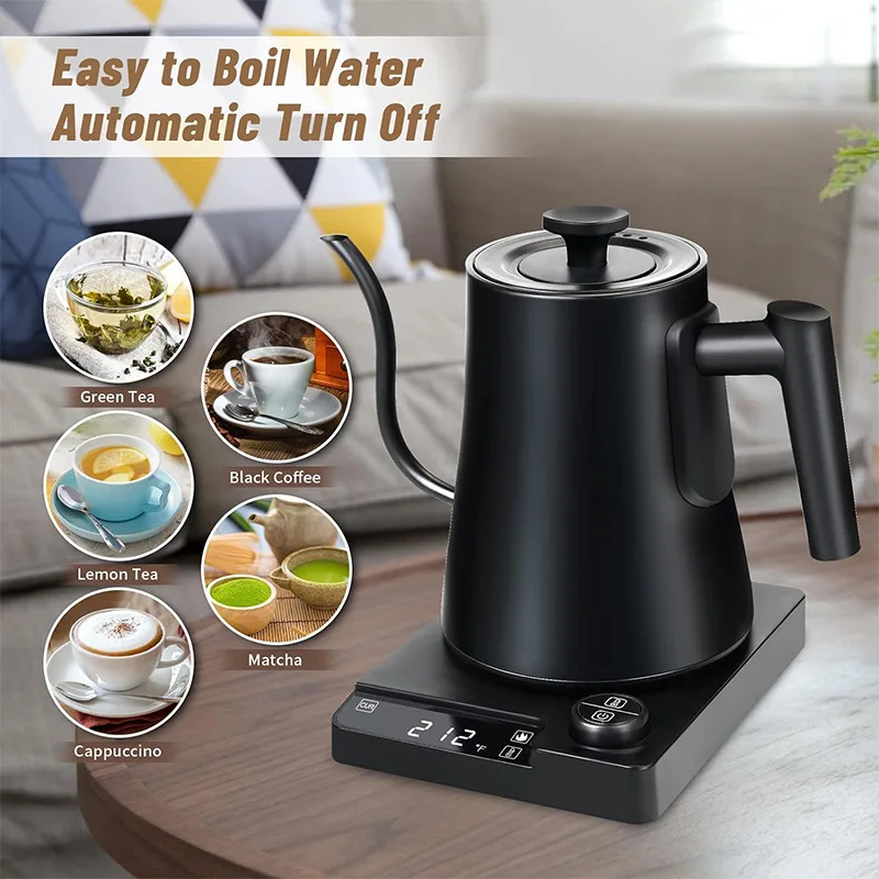 1200W Electric Gooseneck Kettle with Temperature Control Fast Boiling Gooseneck Electric Pour Over Kettle for Tea 110V/220V