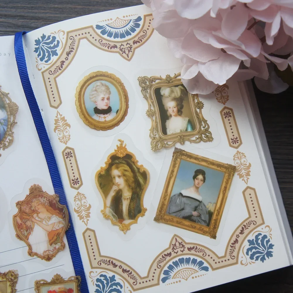 

28pcs Mysterious Woman In The Elegant Gold Mirror Style PVC Sticker Scrapbooking DIY Gift Packing Decoration Tag