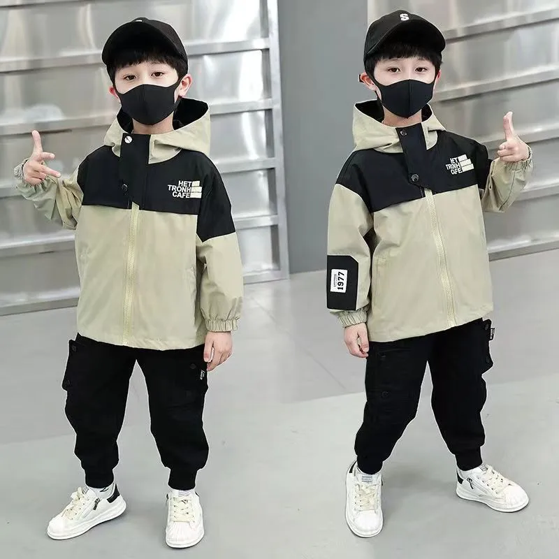 

Kids Boys' Spring and Autumn Parka Windbreaker Coat 2023 New Children's Fashionable Spring Boys' Clothing Baby Fashion Jacket