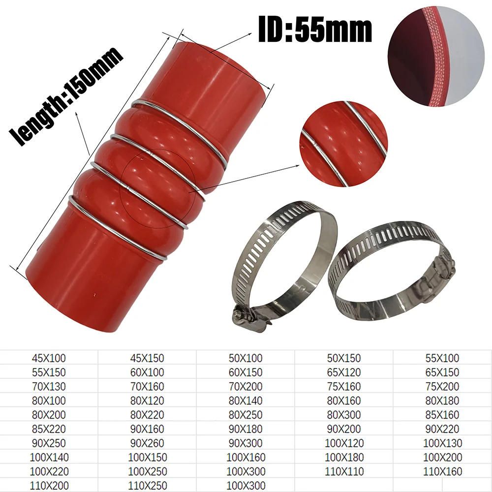 Automotive silicone tube, turbocharged intercooler, high temperature and high pressure resistant corrugated tube with cloth clip