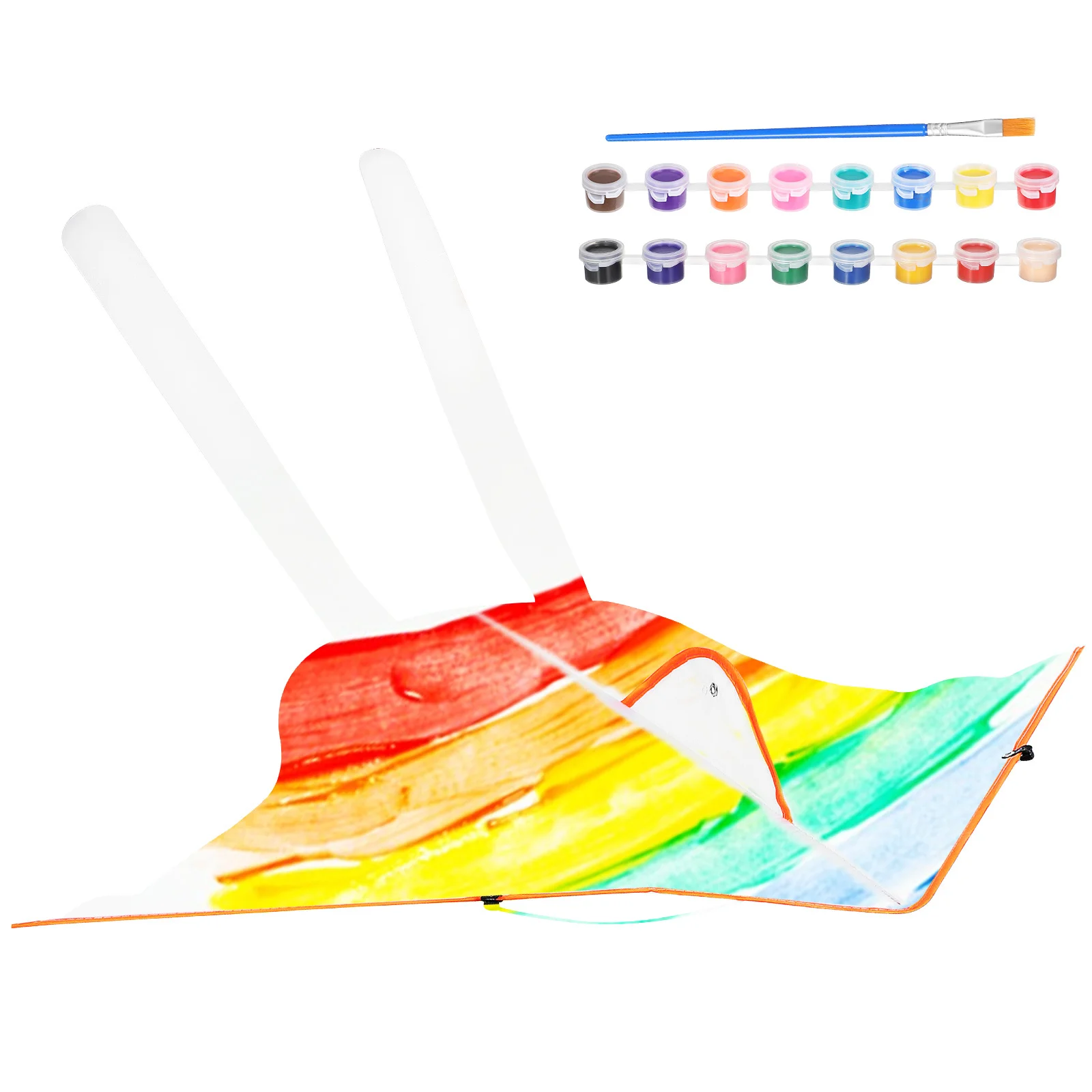 1 Juego de pinceles de pintura acrílica en blanco DIY, Kit para colorear para niños, actividades de vuelo al aire libre, cometa DIY pintada a mano