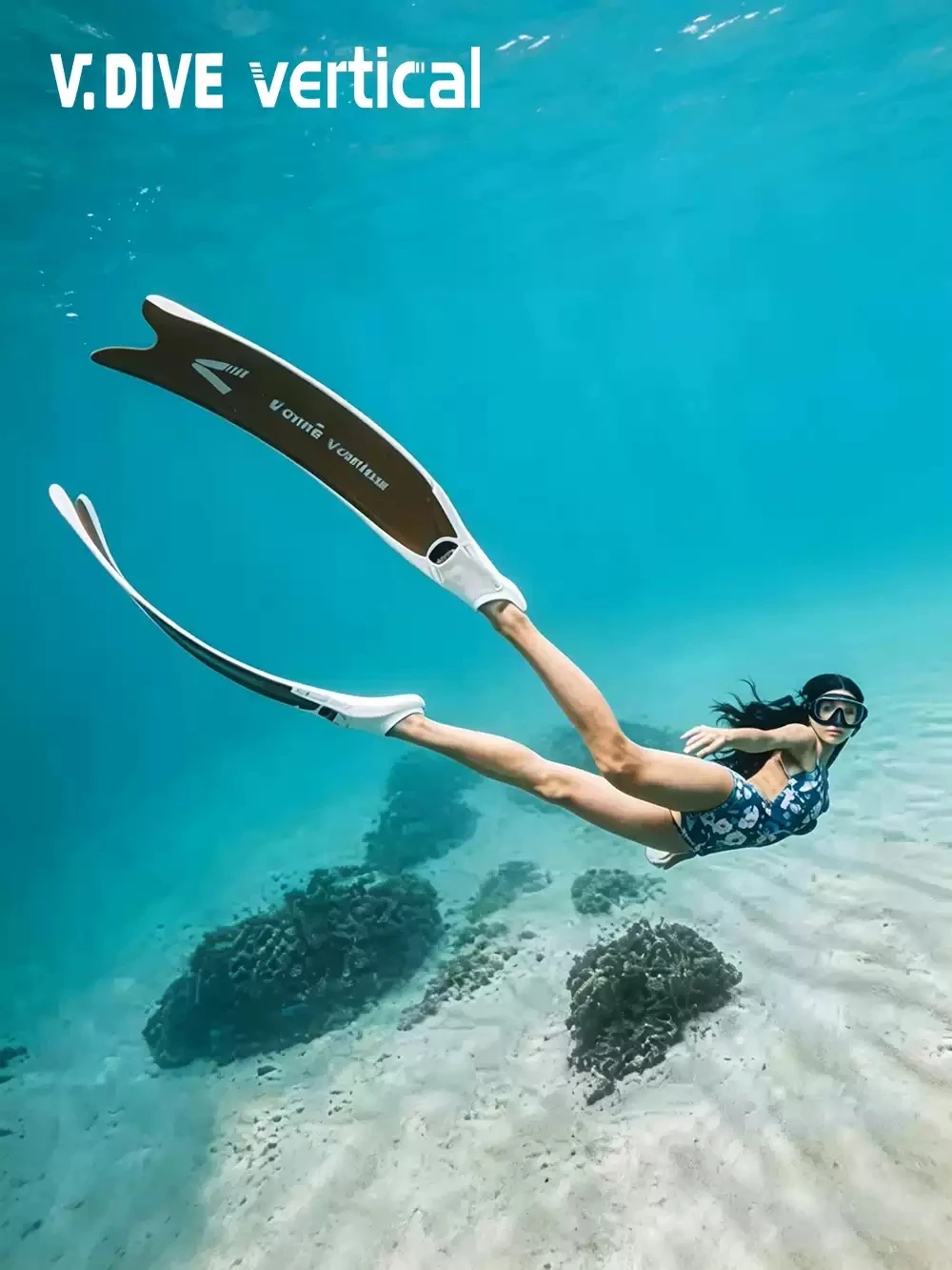 Vdive Professional Durable Free-Diving Long Fins Made of Carbon Fiber F917 Includes Snorkel Mask and Self-Diving Equipment