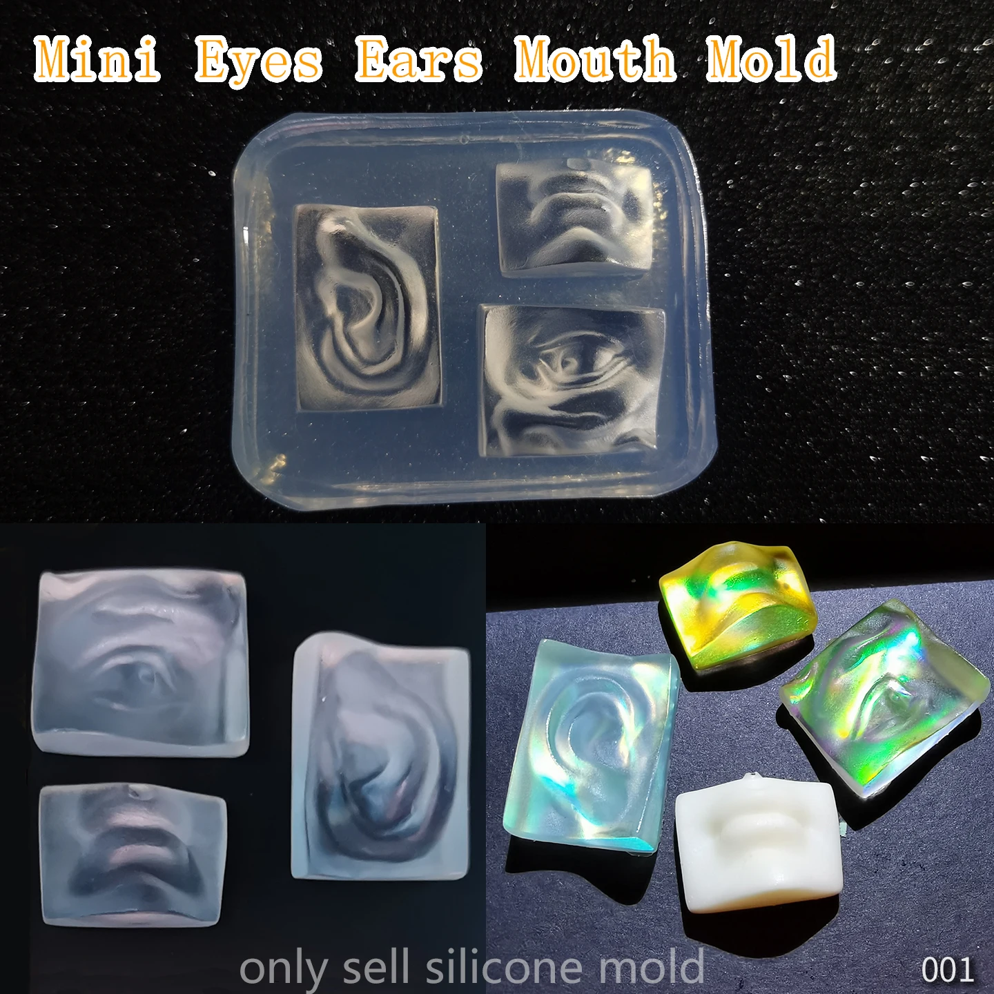 

DIY Handcraft Mini Eyes Ears Mouth Mold Epoxy Resin Mold Food Play Miniature Pinching Mould Epoxy Resin Mold UV Resin Moldse