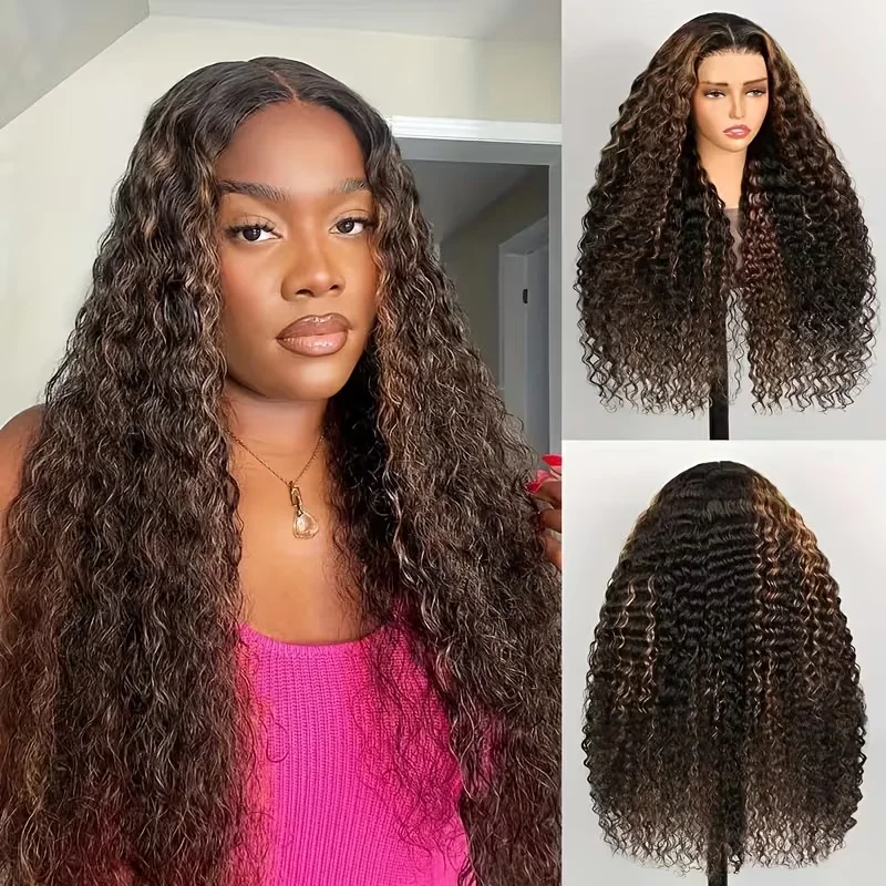 موجة عميقة 13x4 الدانتيل شعر مستعار أمامي 1b30 تسليط الضوء على أومبير شعر مستعار مجعد الشعر البشري 13X6 Hd الدانتيل الباروكة الأمامية 36 بوصة 220 كثافة موجة المياه