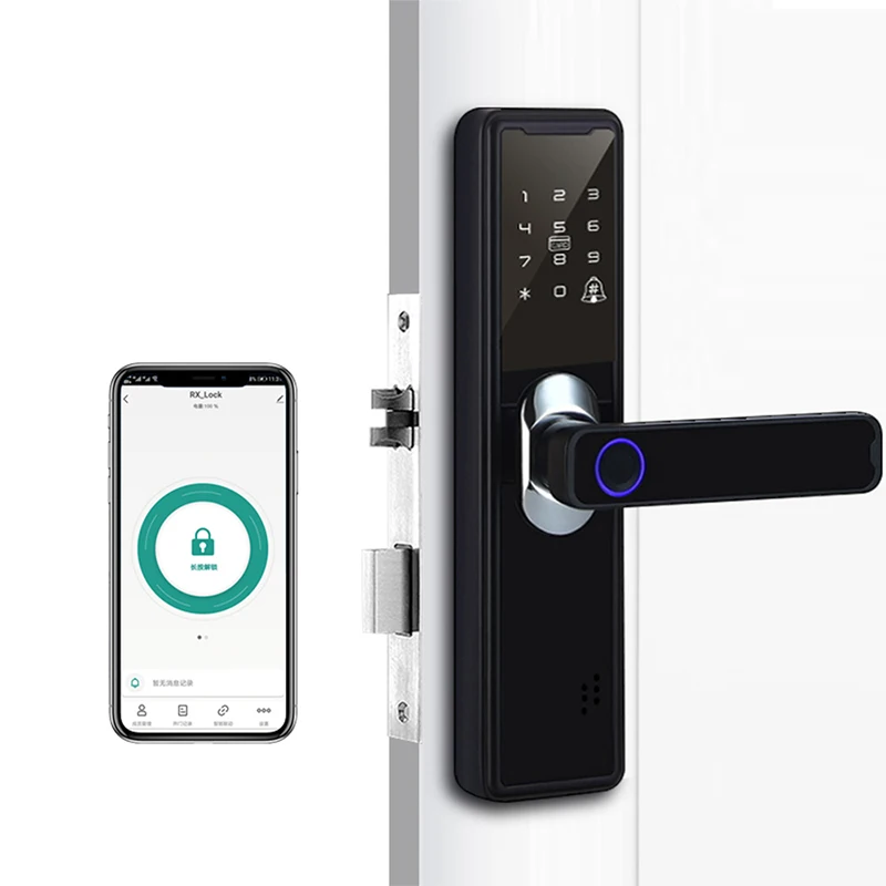 Inteligente biométrico Fingerprint Porta Handle Lock, Digital Keyless Lock, Wi-Fi App