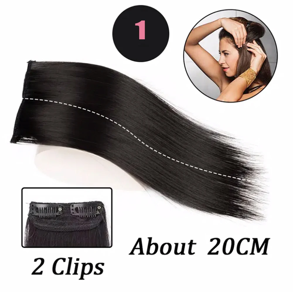 Synthetic Short Hair Pieces Invisible Clip in Hair Pad High Hair Pieces in Hair Extension Fluffy Natural Fake Hairpieces