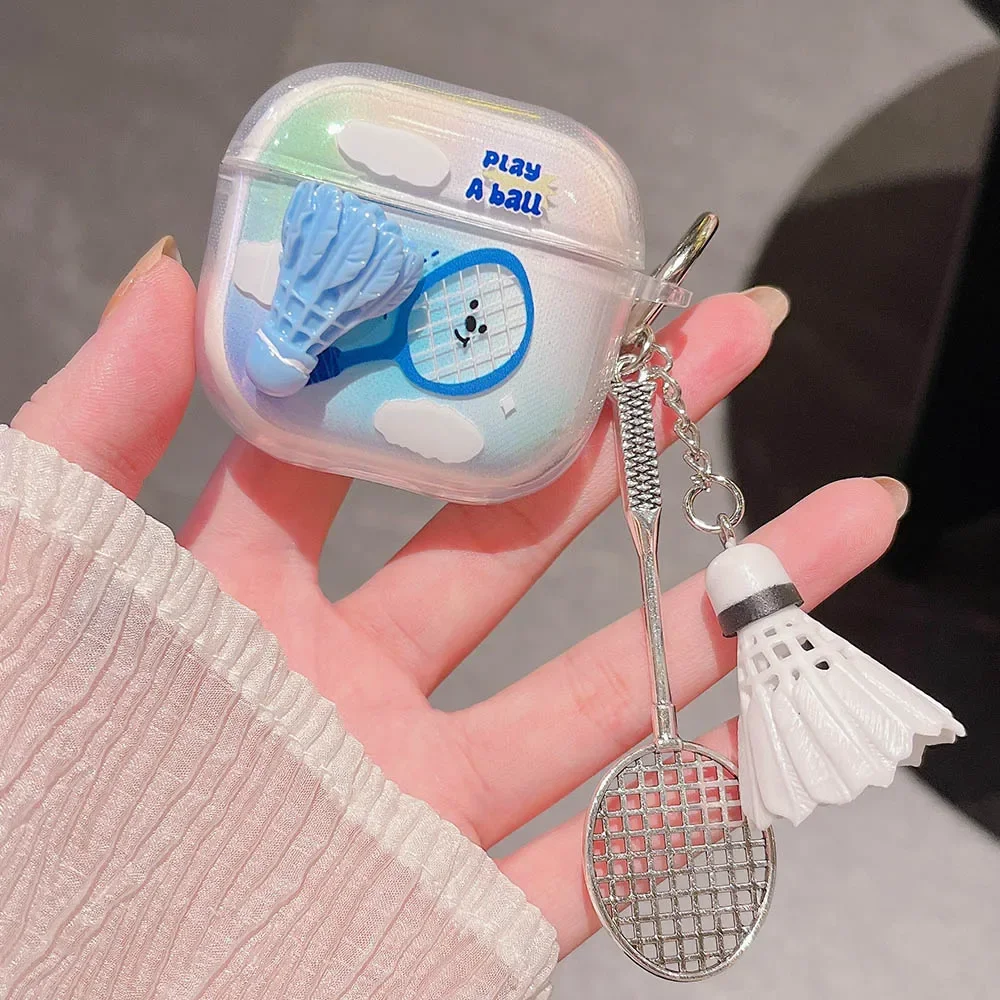 Star Fish Flower Butterfly Soft Transparent Case for AirPods 1 2 3 4 Pro Pro2 Wireless Earphone Box Cover with Keychain